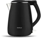 Havells Aqua Plus Electric Kettle 1.2 Litre, 1250 Watt | 304 Stainless Steel Inner Body | Cool Touch Body | Auto Shut-Off |Wider Mouth| 2 Year Warranty (Black)