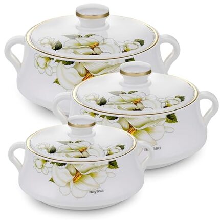 Nayasa Lorenzo Insulated Inner Stainless Steel Casserole Set of 3 (1500, 2500 & 3500ml)