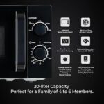 Pigeon 20L Nano Wave Solo Microwave Oven | 700 Watts | 5 power levels (Re-Heat, Pop, Cook, Steam, Defrost - SKSMWO20L) | BLACK - Image 2