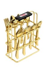 DECENT Aura Gold Premium Cutlery Set, 24-Piece with Stand, Stainless Steel with PVD Gold Finish