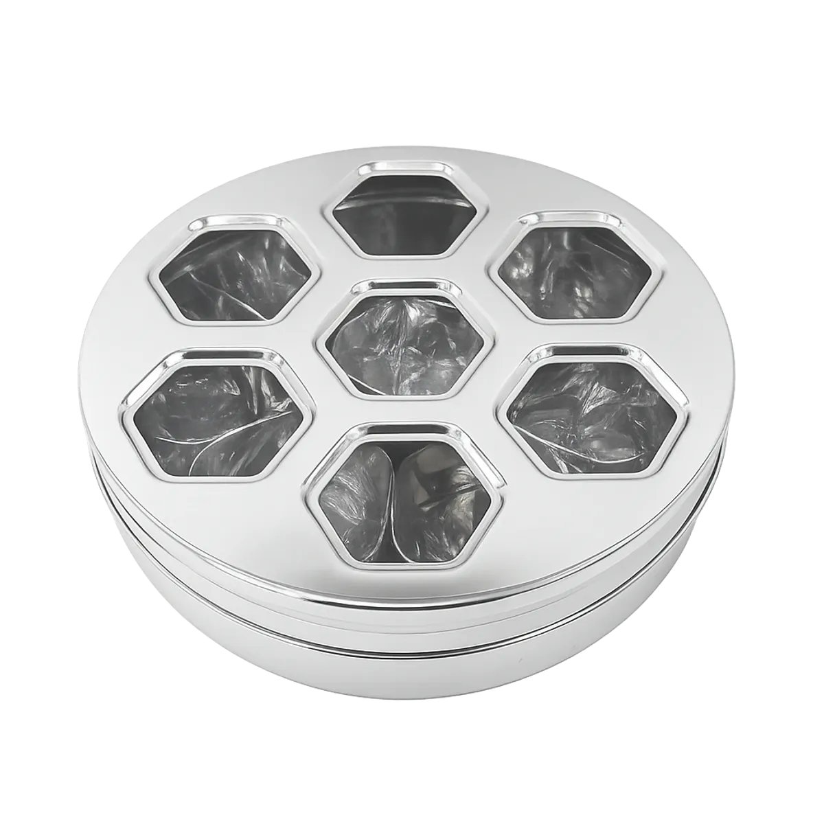 SOLVEE STAINLESS STEEL SEE THRU MASALA BOX (7 CUPS) - Image 1