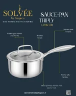 SOLVEE- STAINLESS STEEL TRIPLY SAUCEPAN | TEAPAN WITH GLASS LID - Image 3